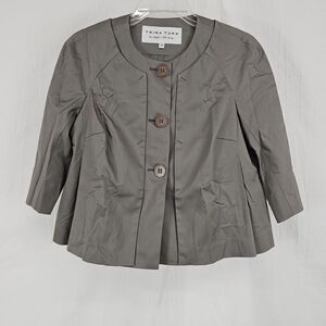 Trina Turk Pants Suit Jacket Charcoal Gray Boxy Dress Cropped Jacket Size 2